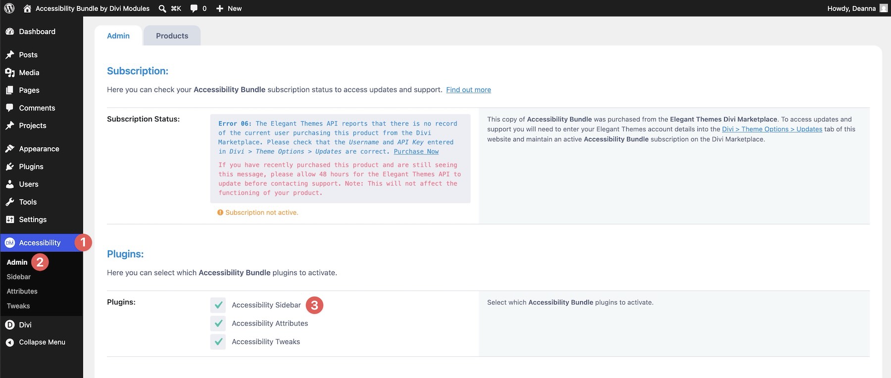 Enabling Accessibility Sidebar in the Accessibility Bundle settings