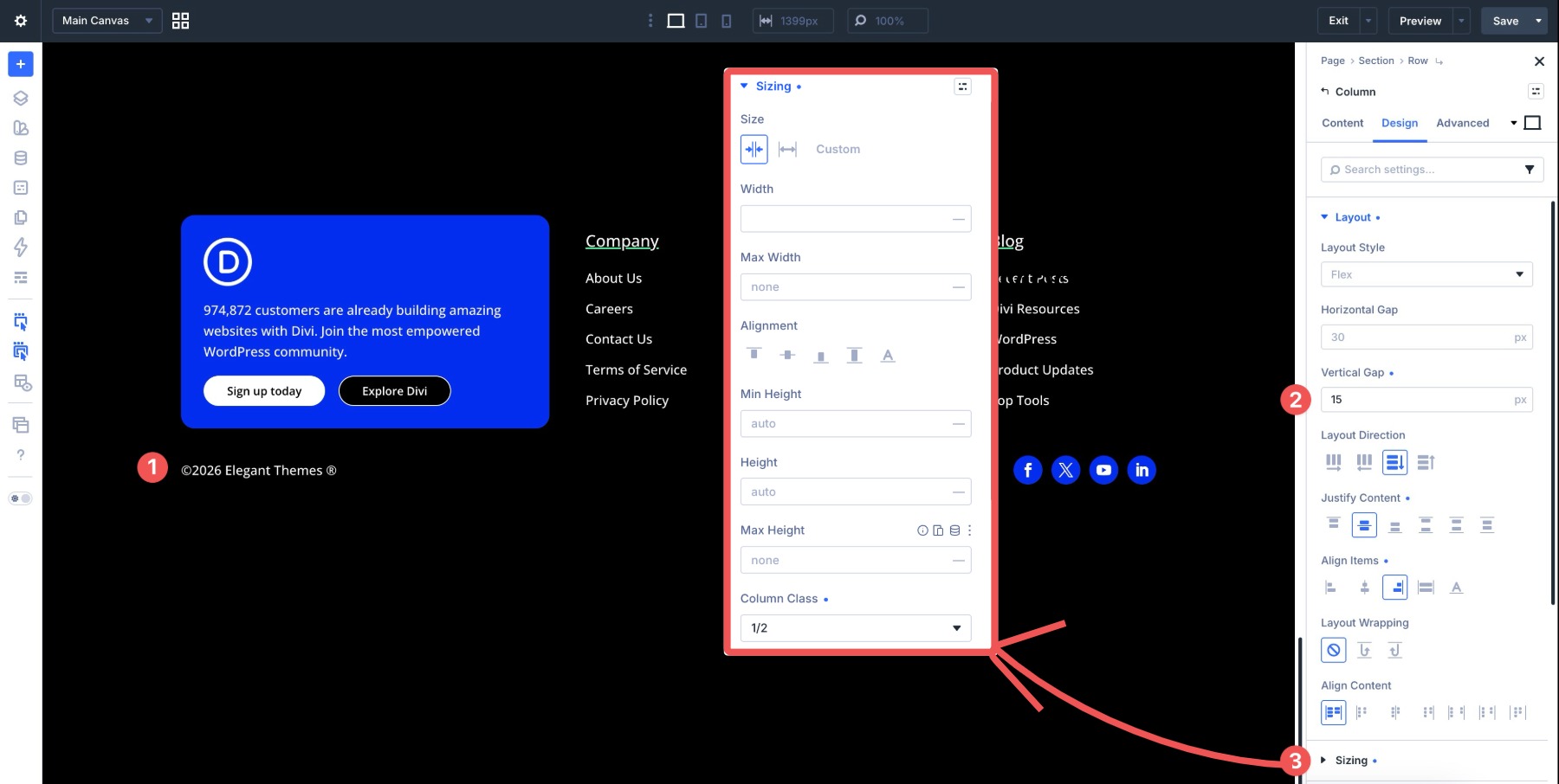 final footer columns