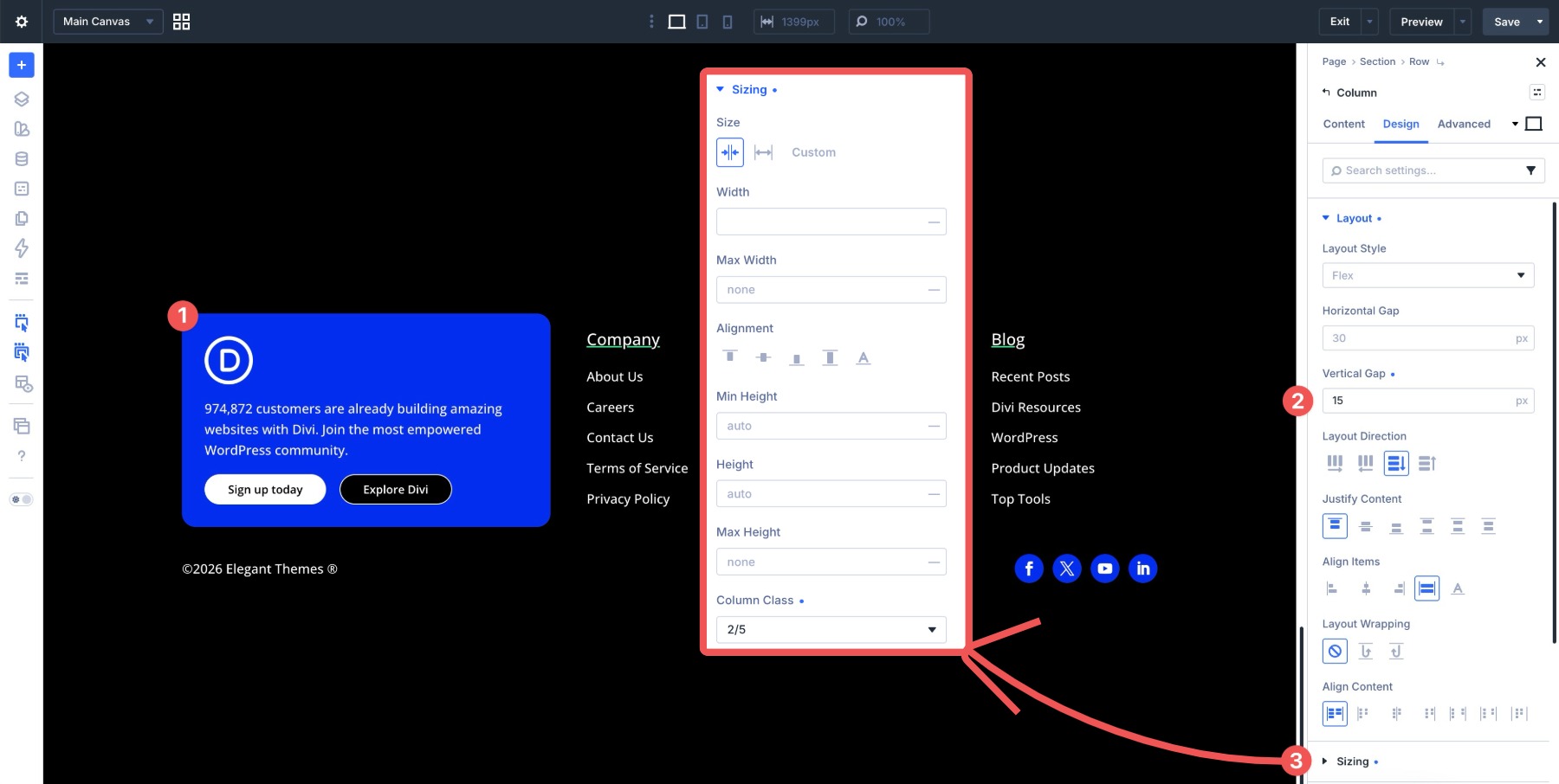 first column settings
