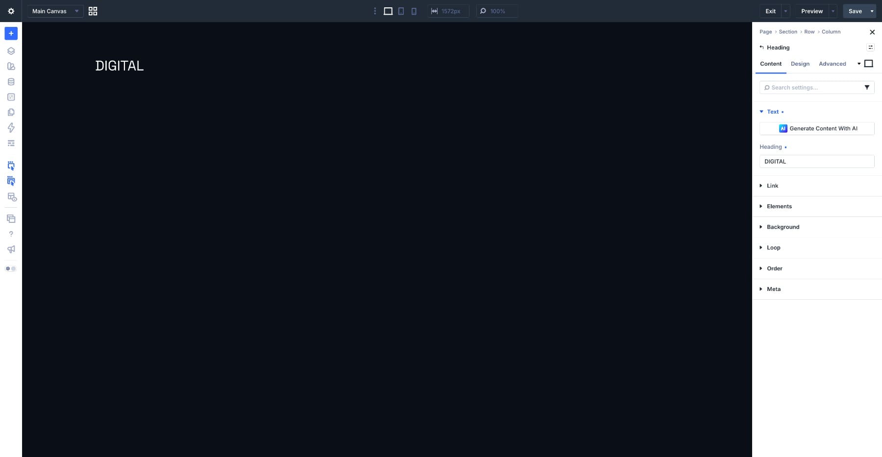 Adding the DIGITAL heading module in Divi 5