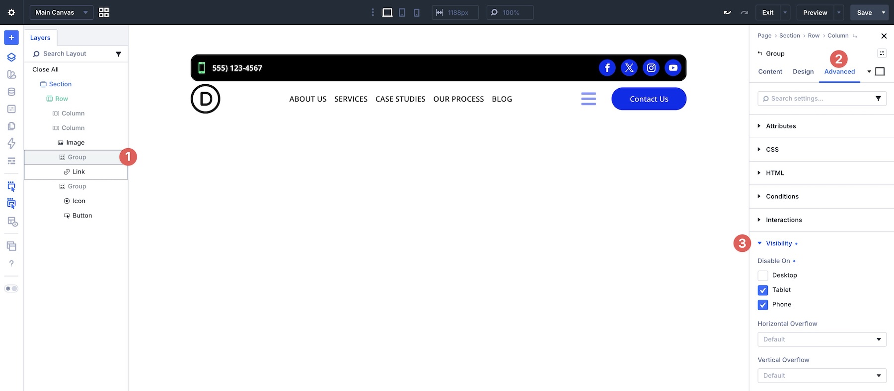 hide desktop menu on mobile devices