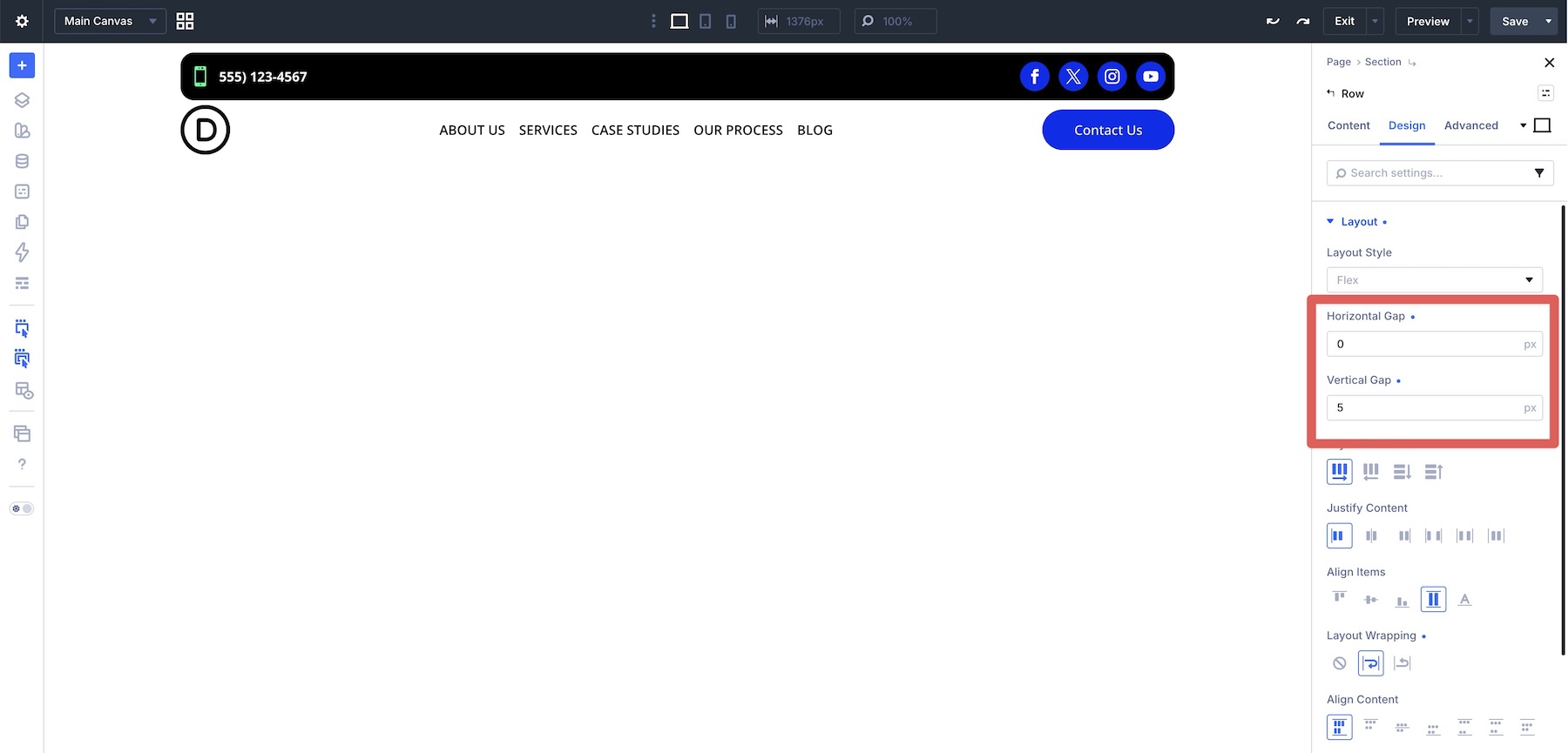 horizontal and vertical gap