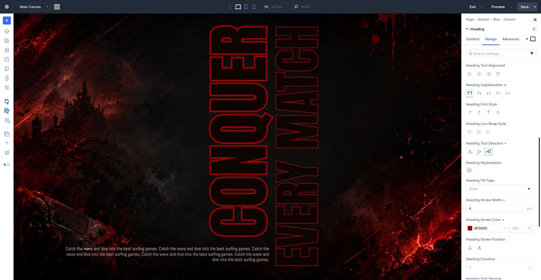 Adding the second vertical heading in the header design