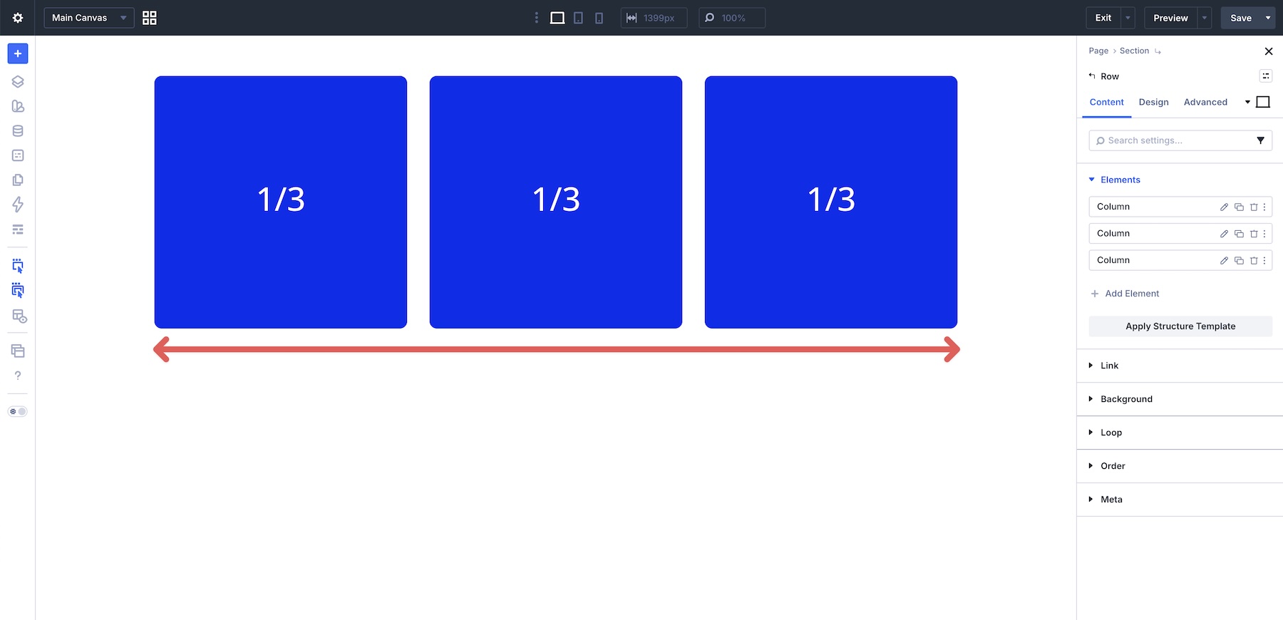 three columns side by side