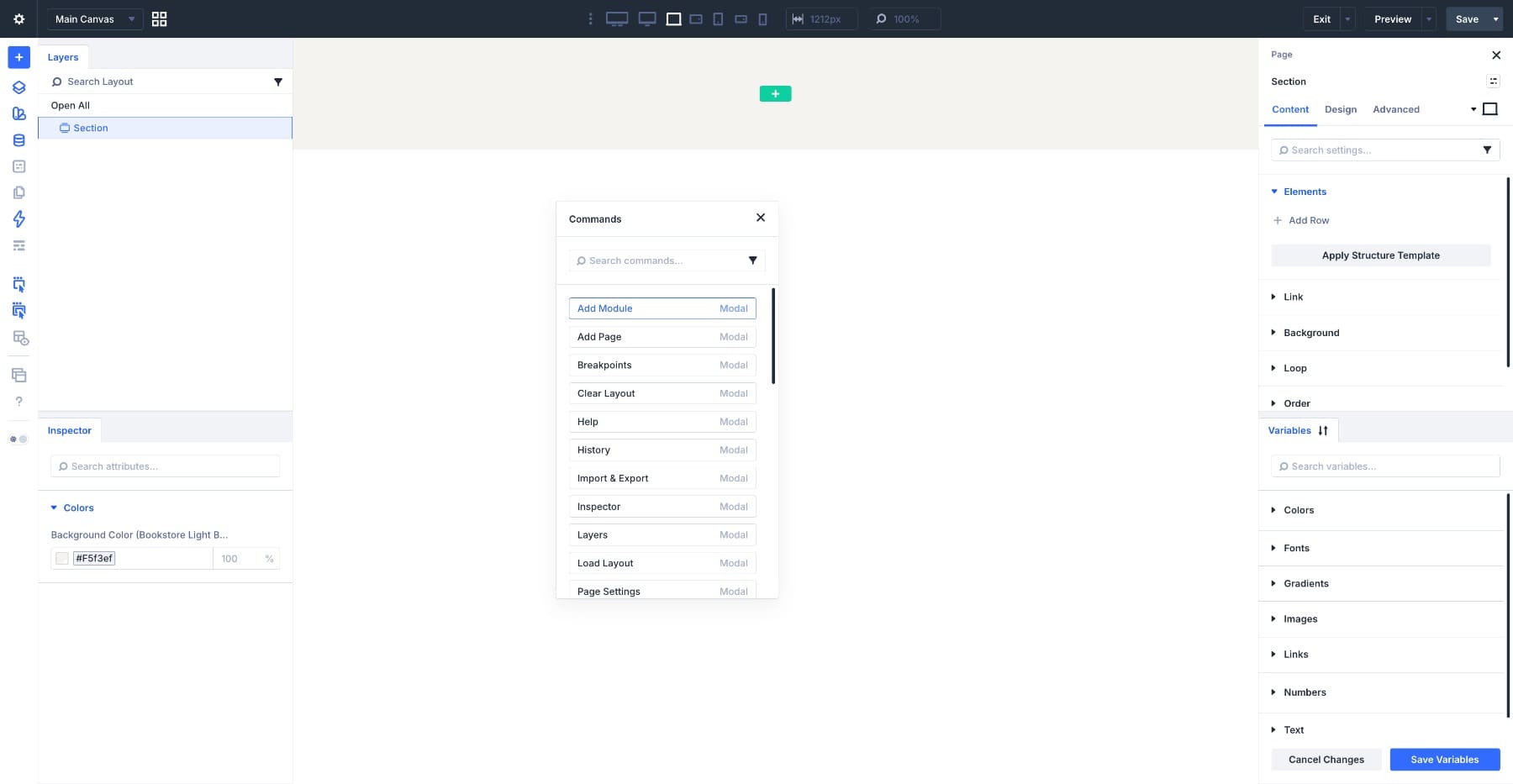 Example Divi 5 workspace setup with useful builder panels open