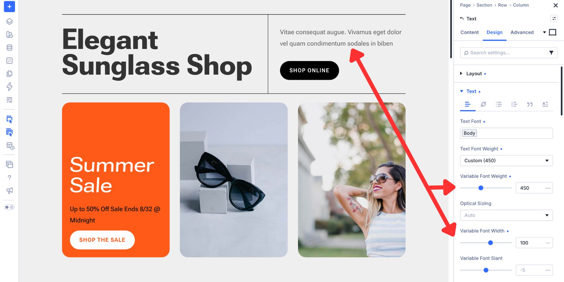 Applying variable font settings to body text in Divi 5