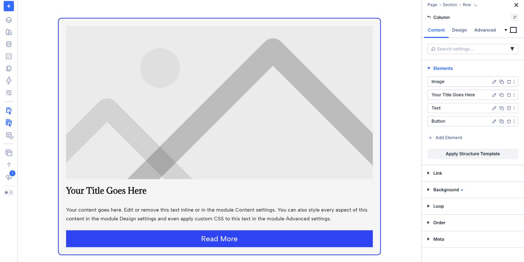 Building a sample Loop card in Divi 5