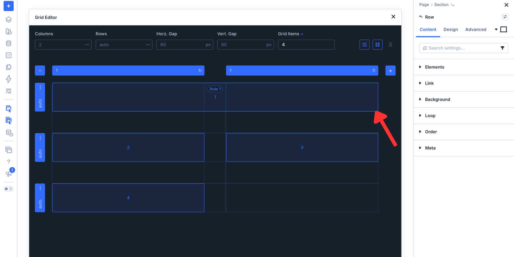 Making the first Grid Item span two Rows