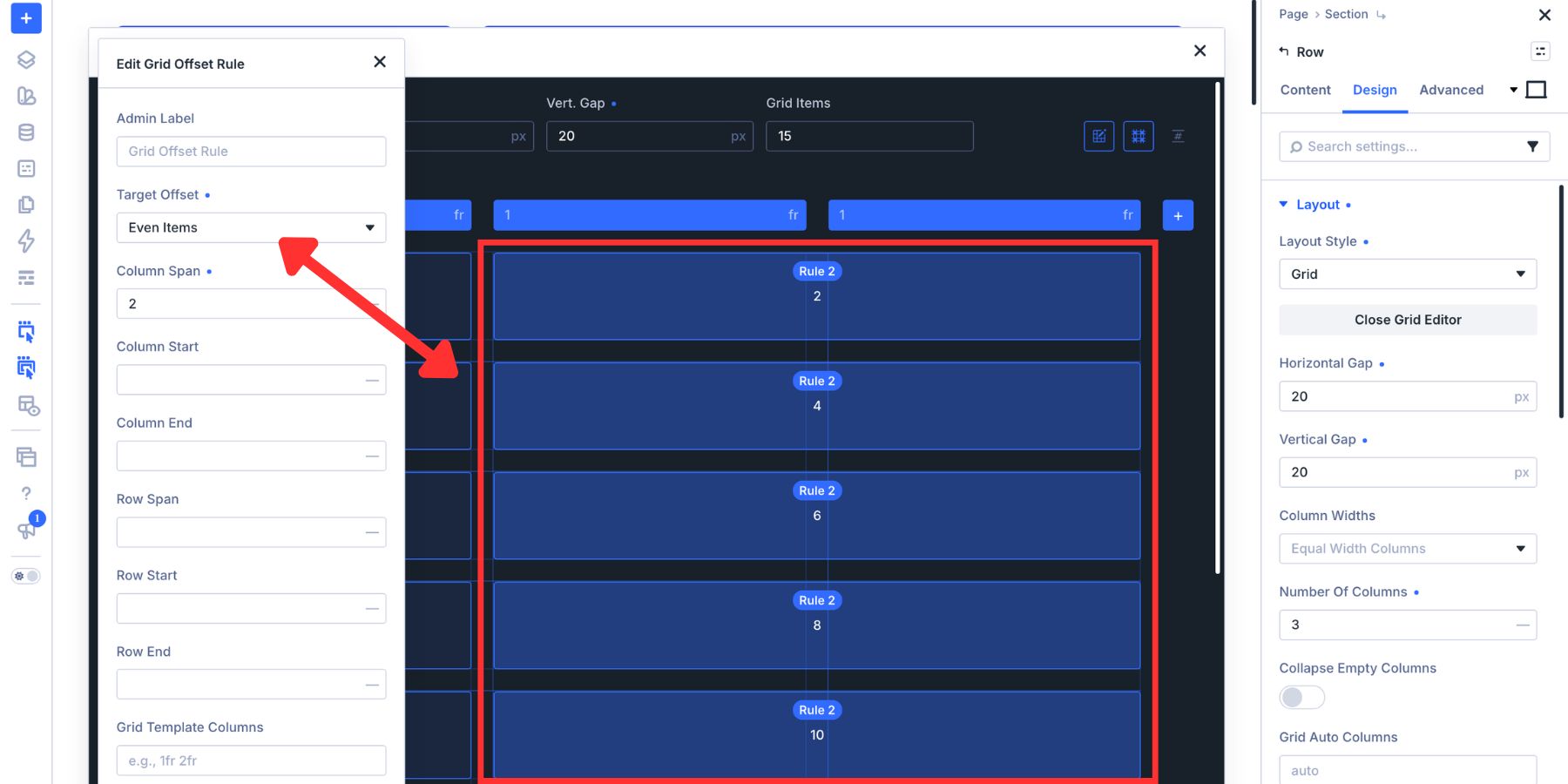 Targeting even Loop items with a Grid Offset Rule