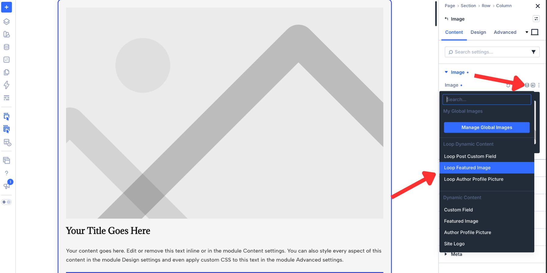 Connecting a Featured Image to Loop Dynamic Content in Divi 5