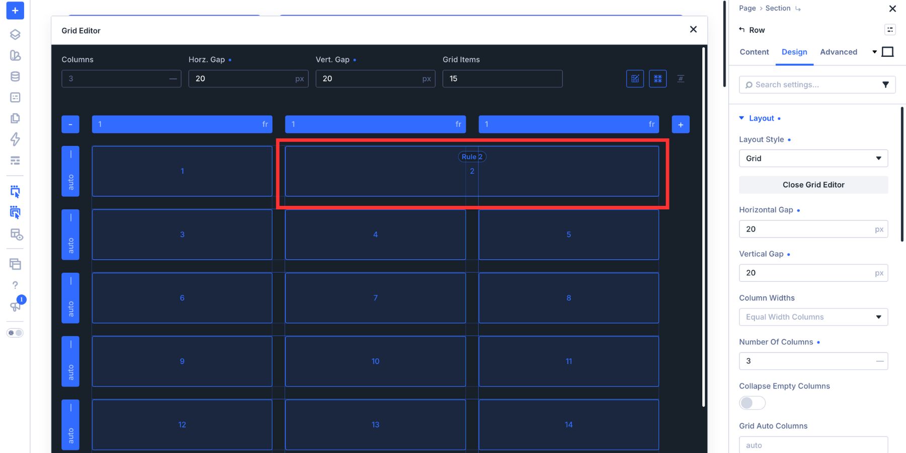 Expanding the second Loop card to span two Grid columns