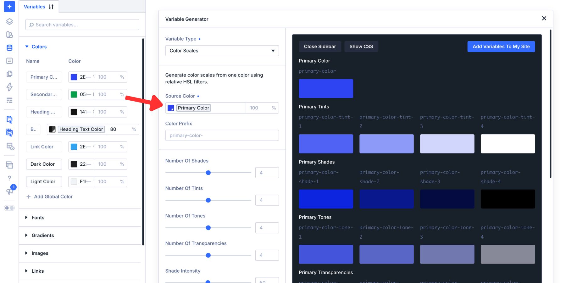 Generating related colors with the Divi 5 Variable Generator