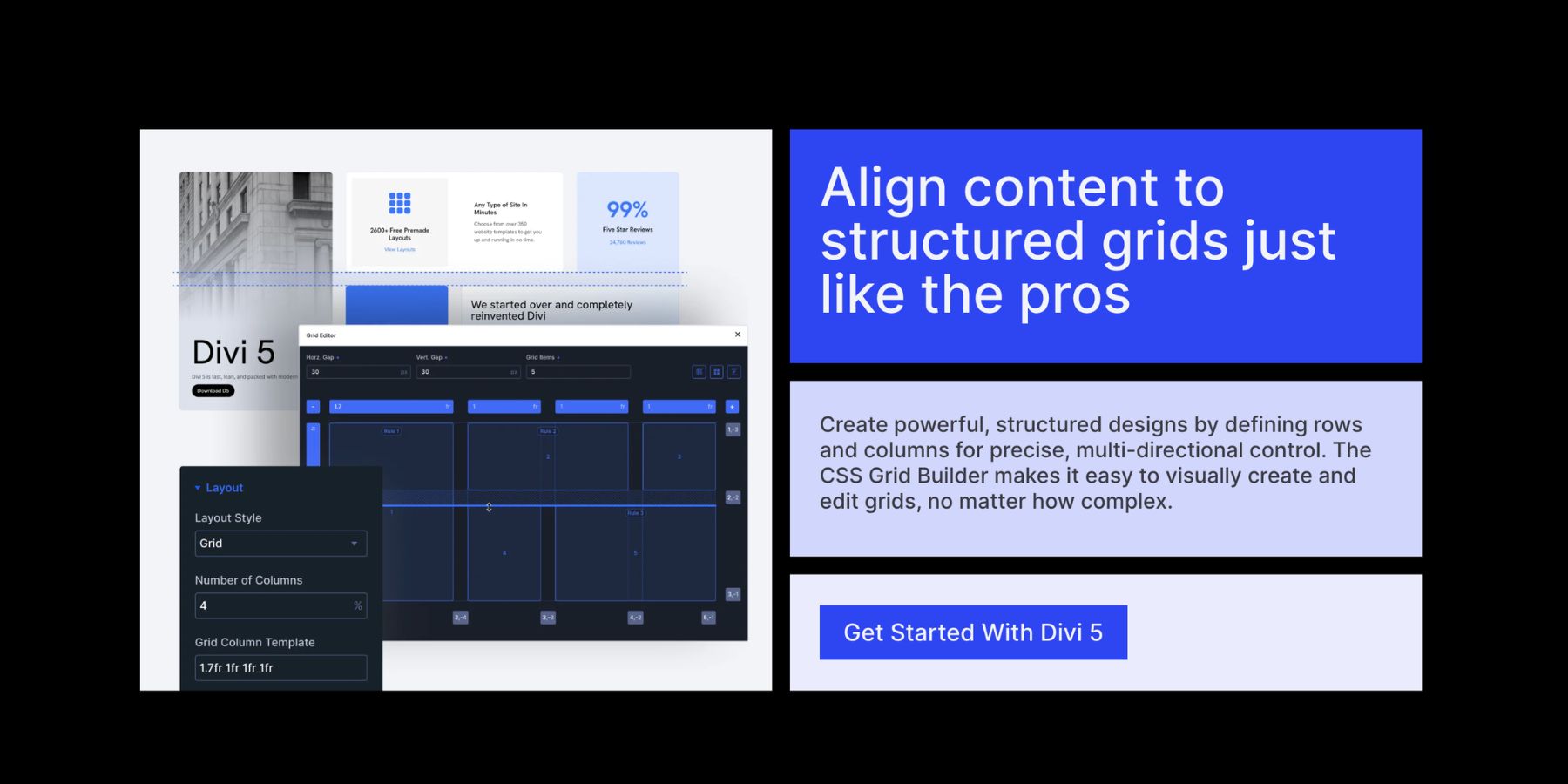 Finished Full-Left Banner layout in Divi 5