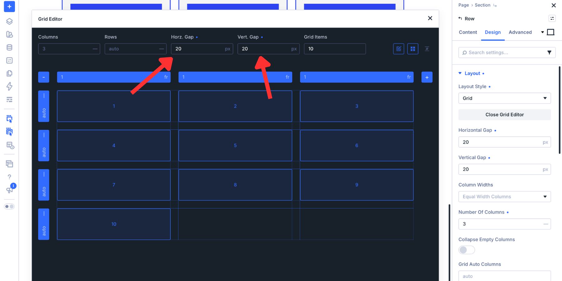 Adjusting horizontal and vertical Grid gaps in Divi 5