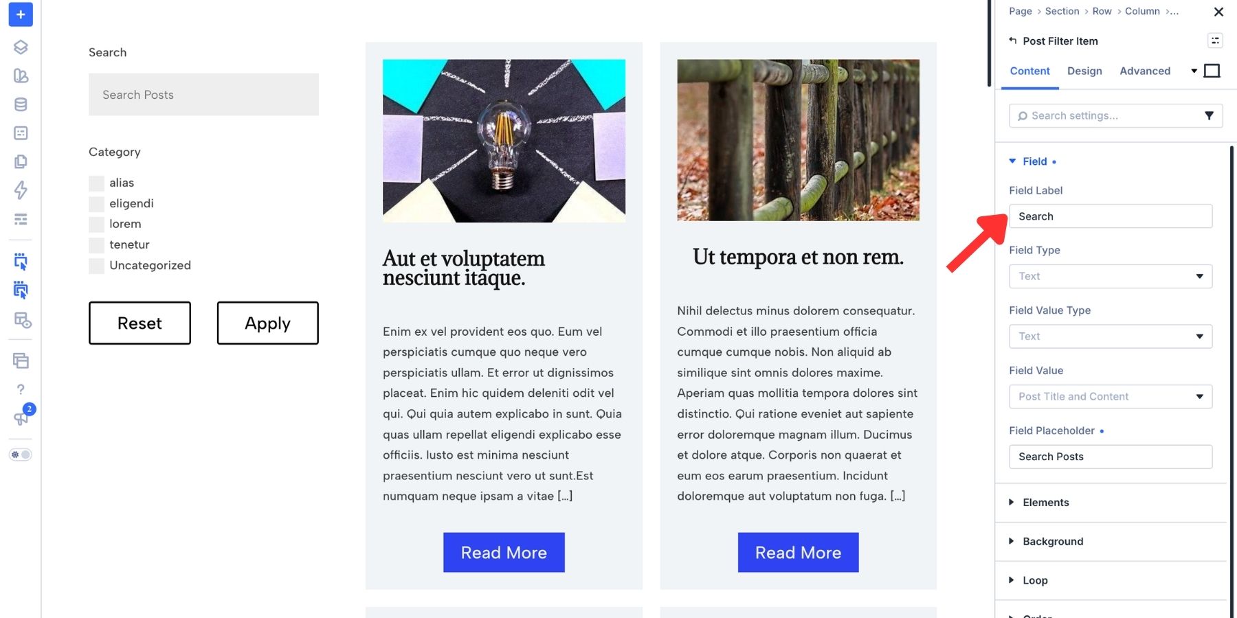 The field label being set in Divi 5