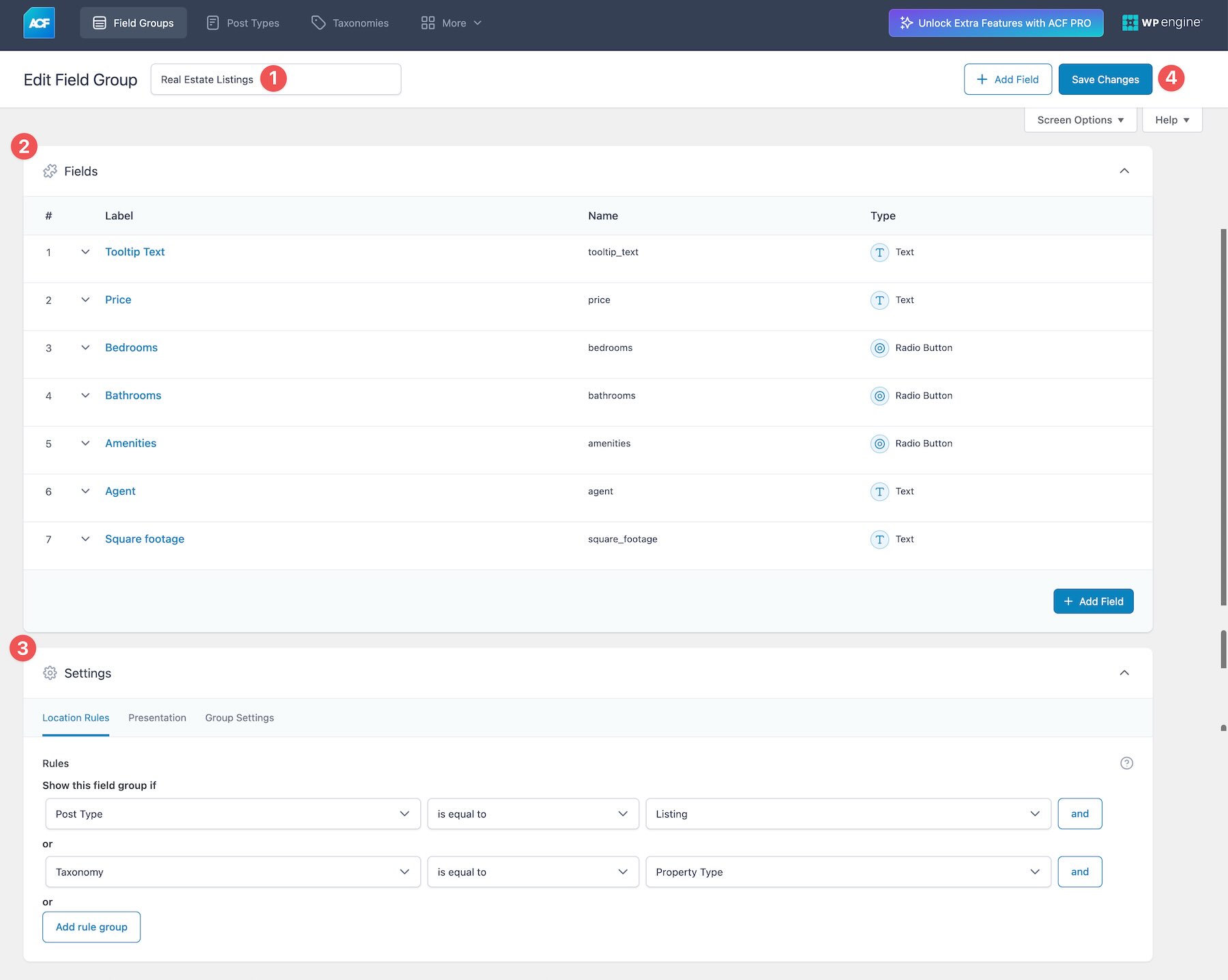 ACF custom fields
