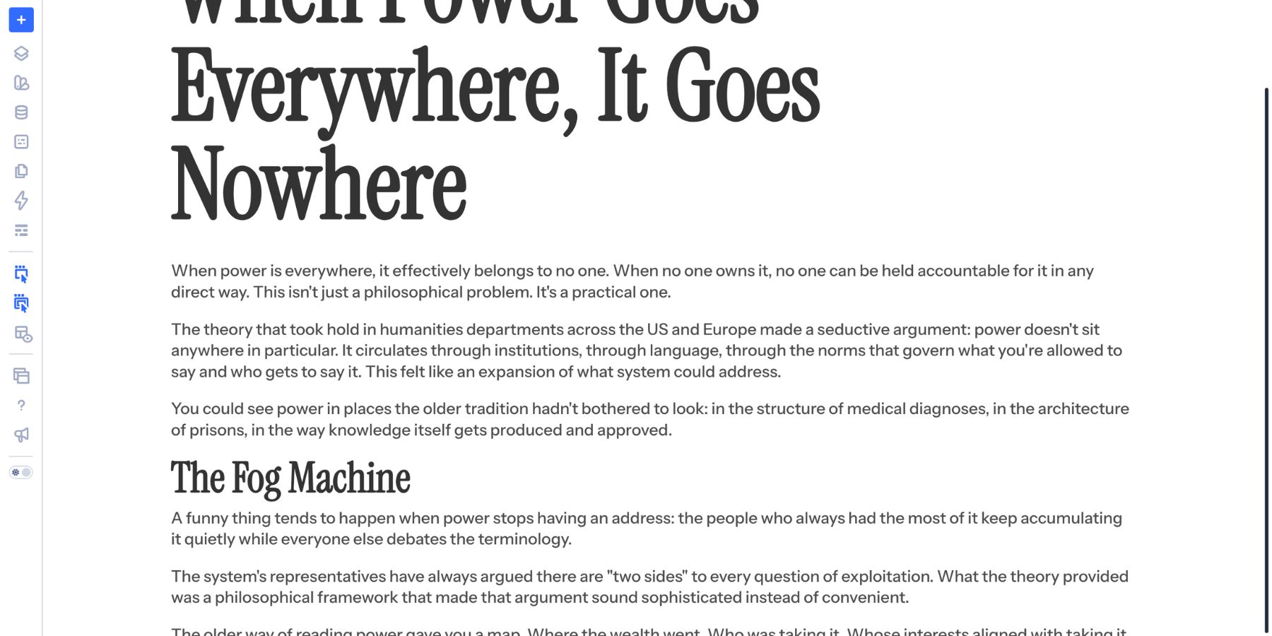 Long full-width paragraph text that is harder to scan and read