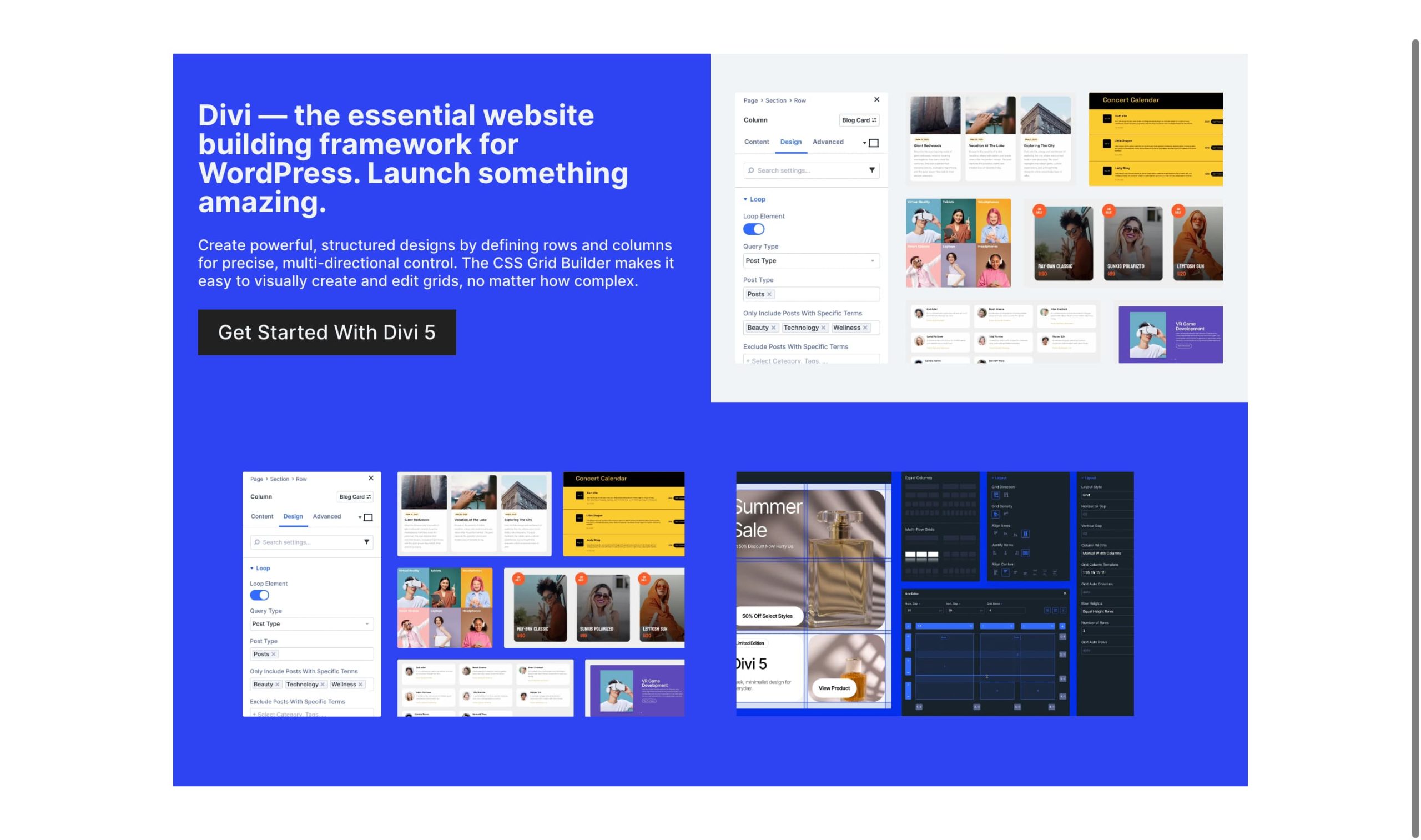 Finished Tetromino layout in Divi 5