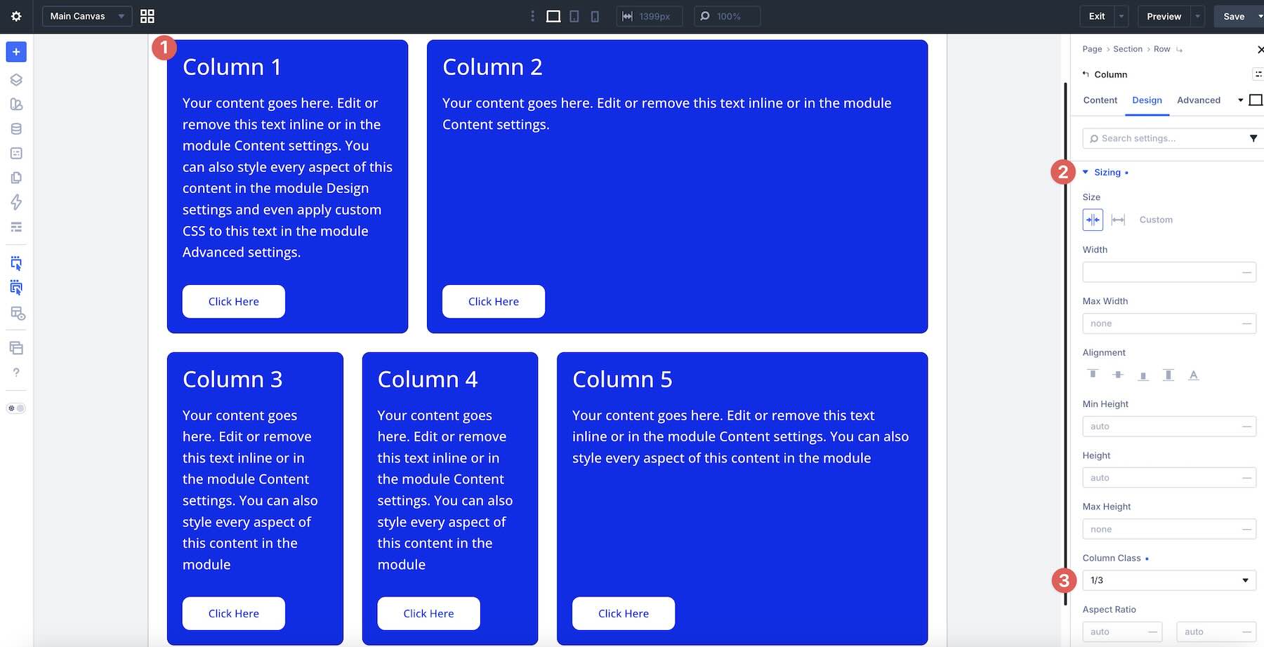 Column Class in Divi 5