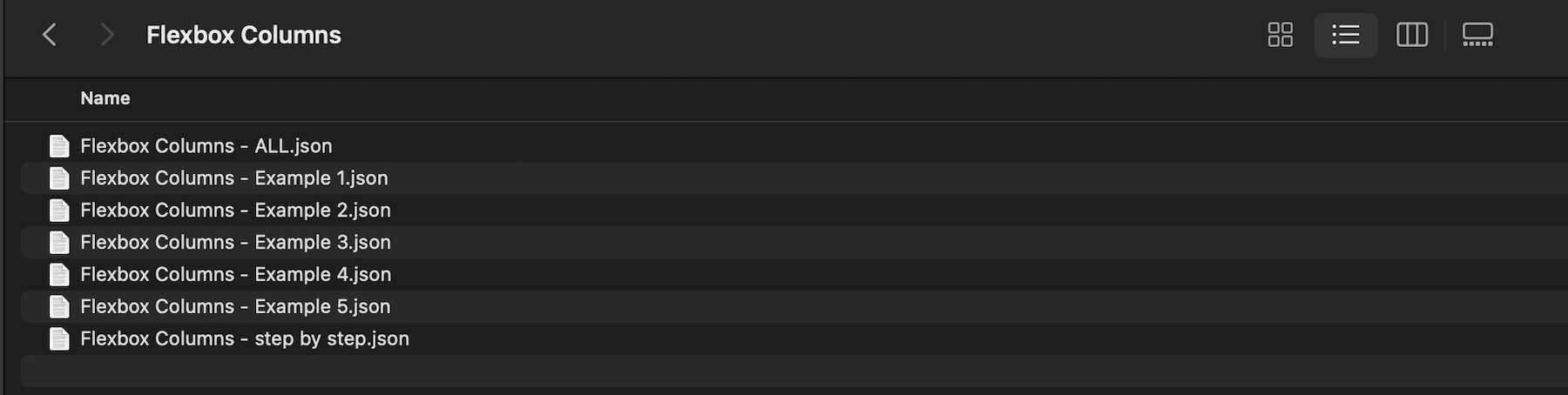 Flexbox Columns JSON files