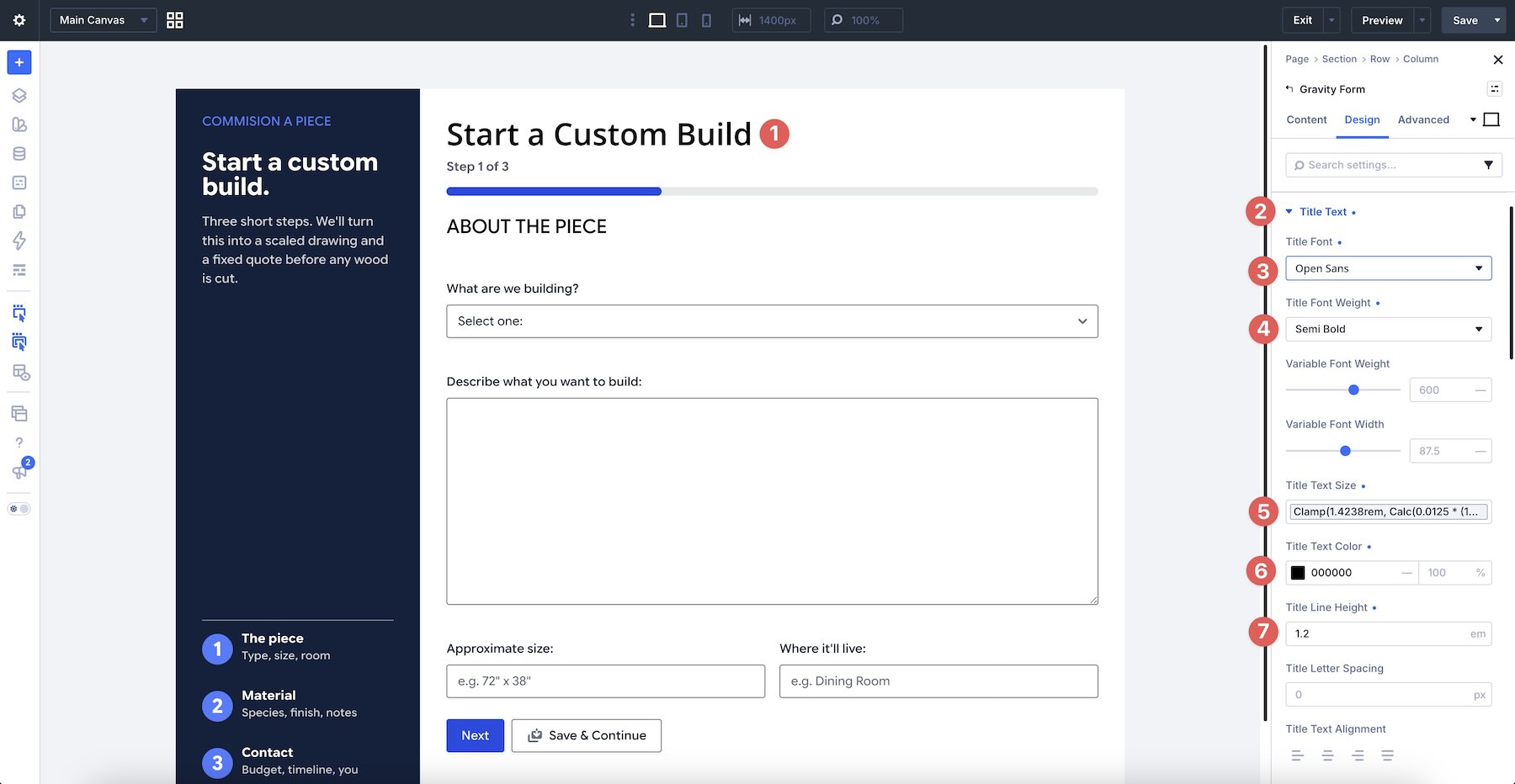 Gravity Forms Title Text styles