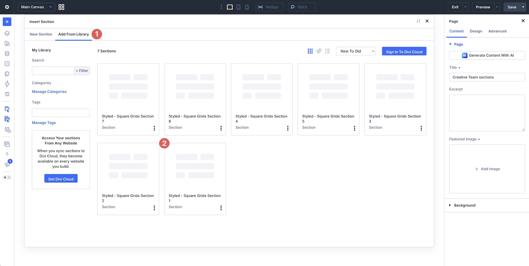 add Divi Layout to Visual Builder
