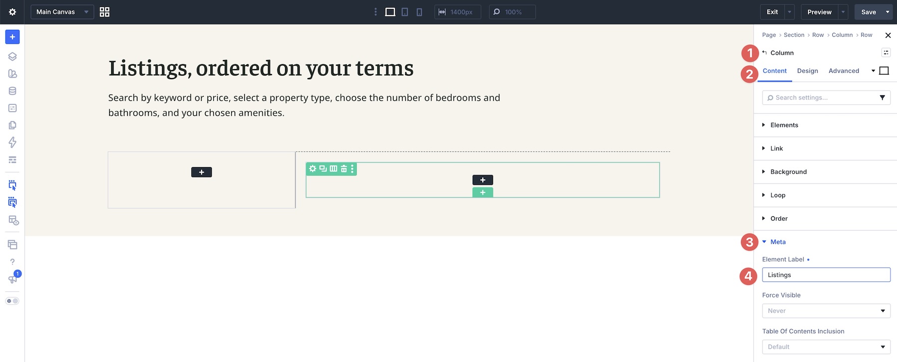 adding an element label in Divi 5