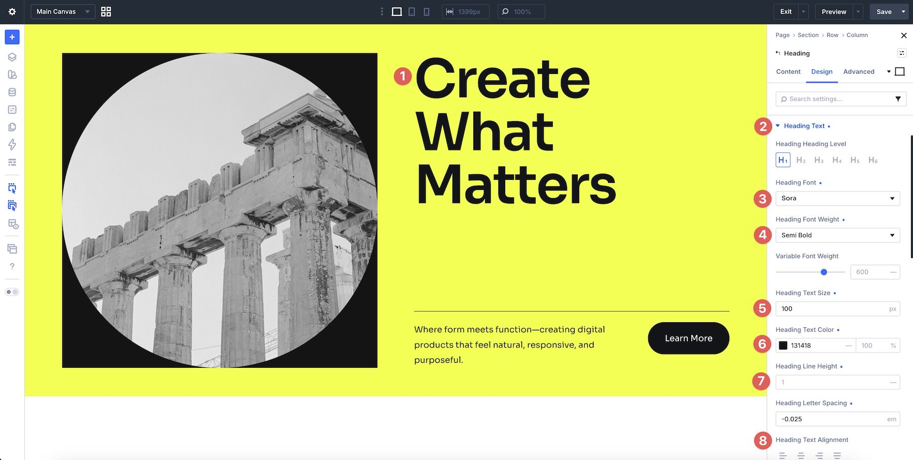 adjusting heading styles in Divi 5