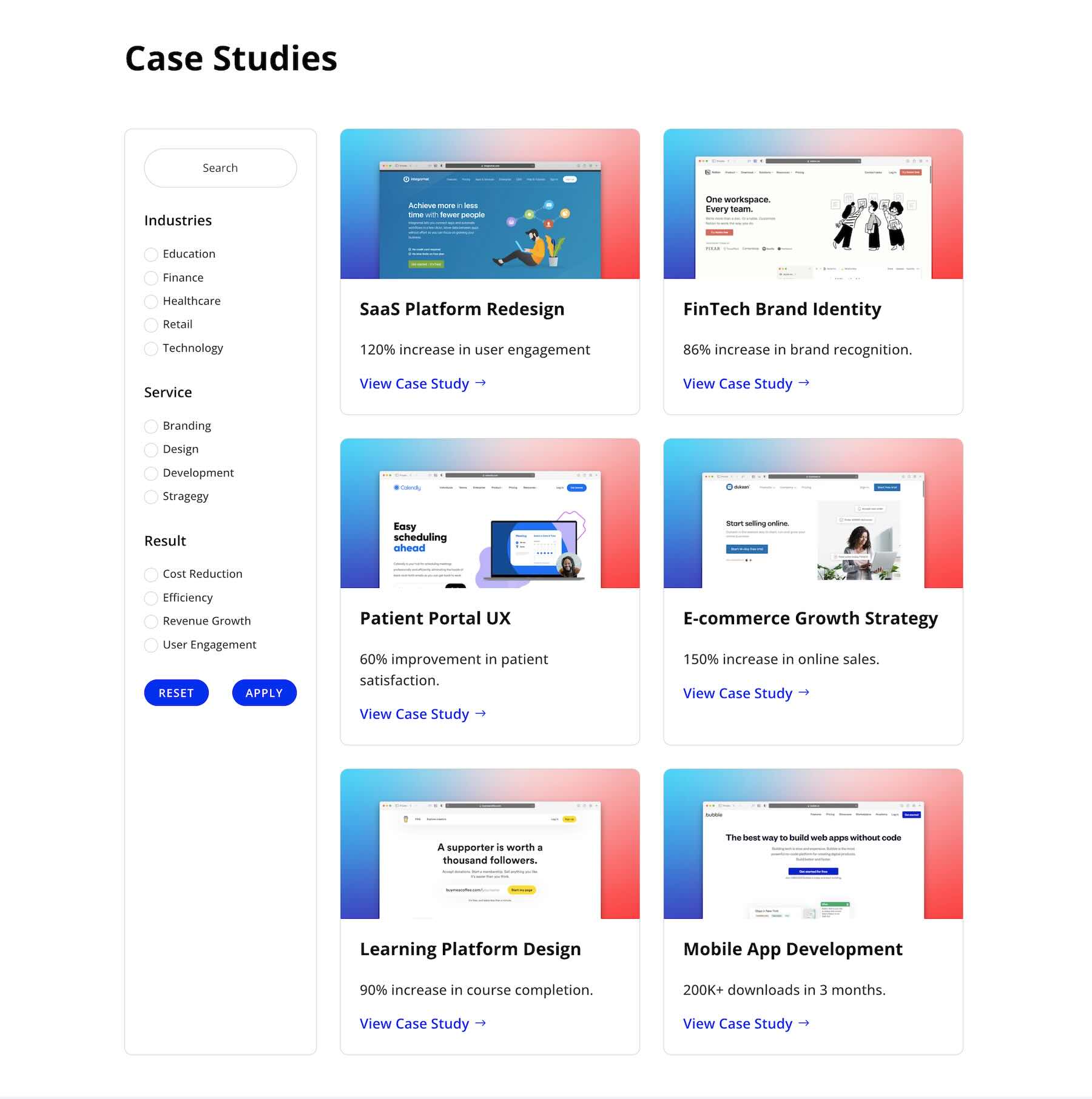 Case Study filtering example using Divi 5 Loop Filter Modules