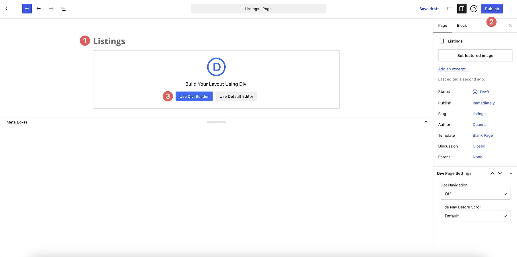 create a new page in Divi 5