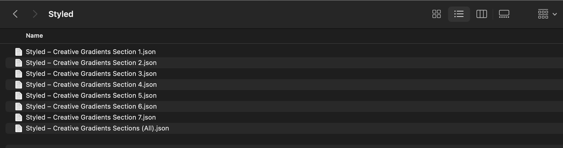 creative gradient JSON files