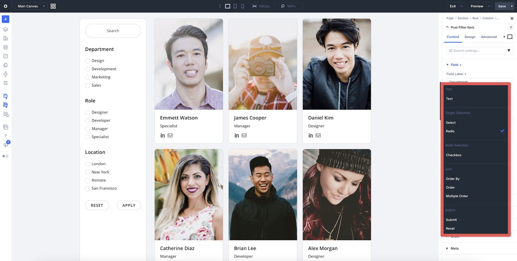 Post Filter Item Field Type options in Divi 5