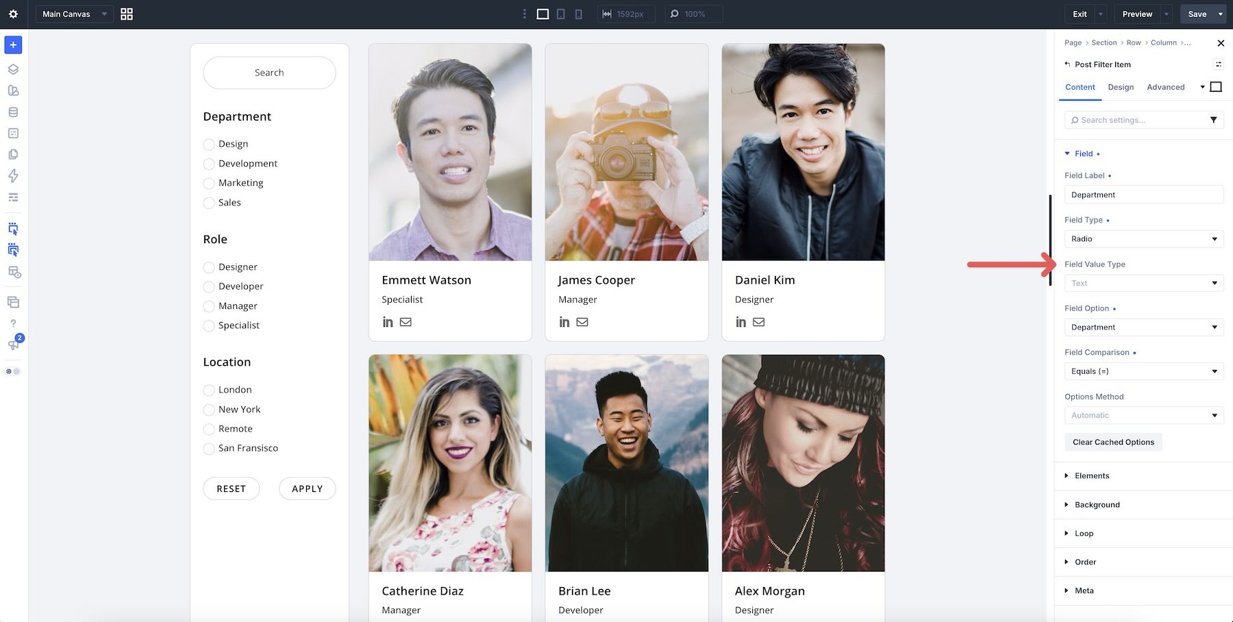 Field Value Type setting in a Divi 5 Post Filter Item