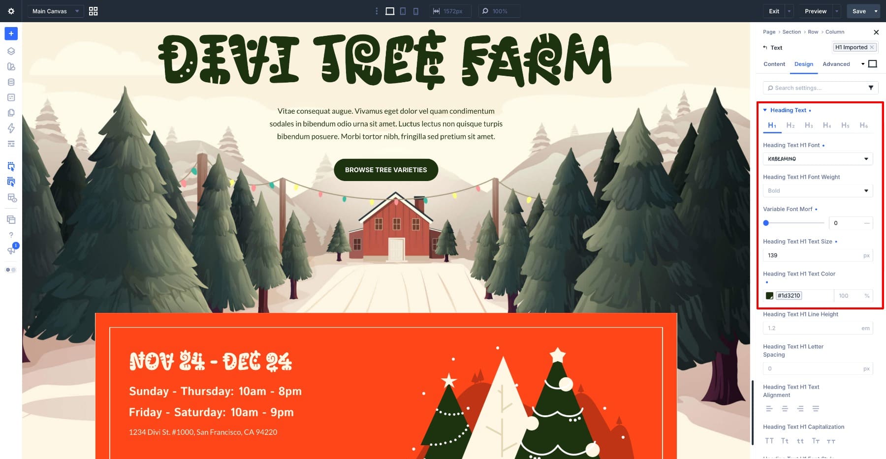 Landing page designed with the Kablammo variable font