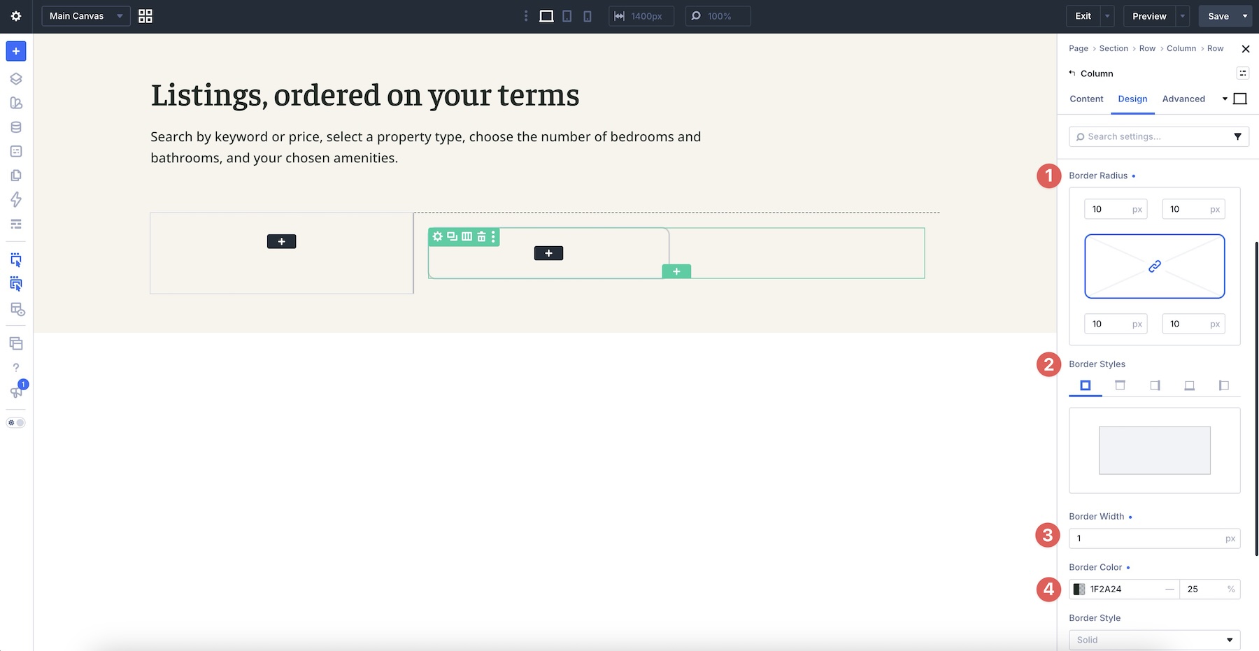 loop column border styles