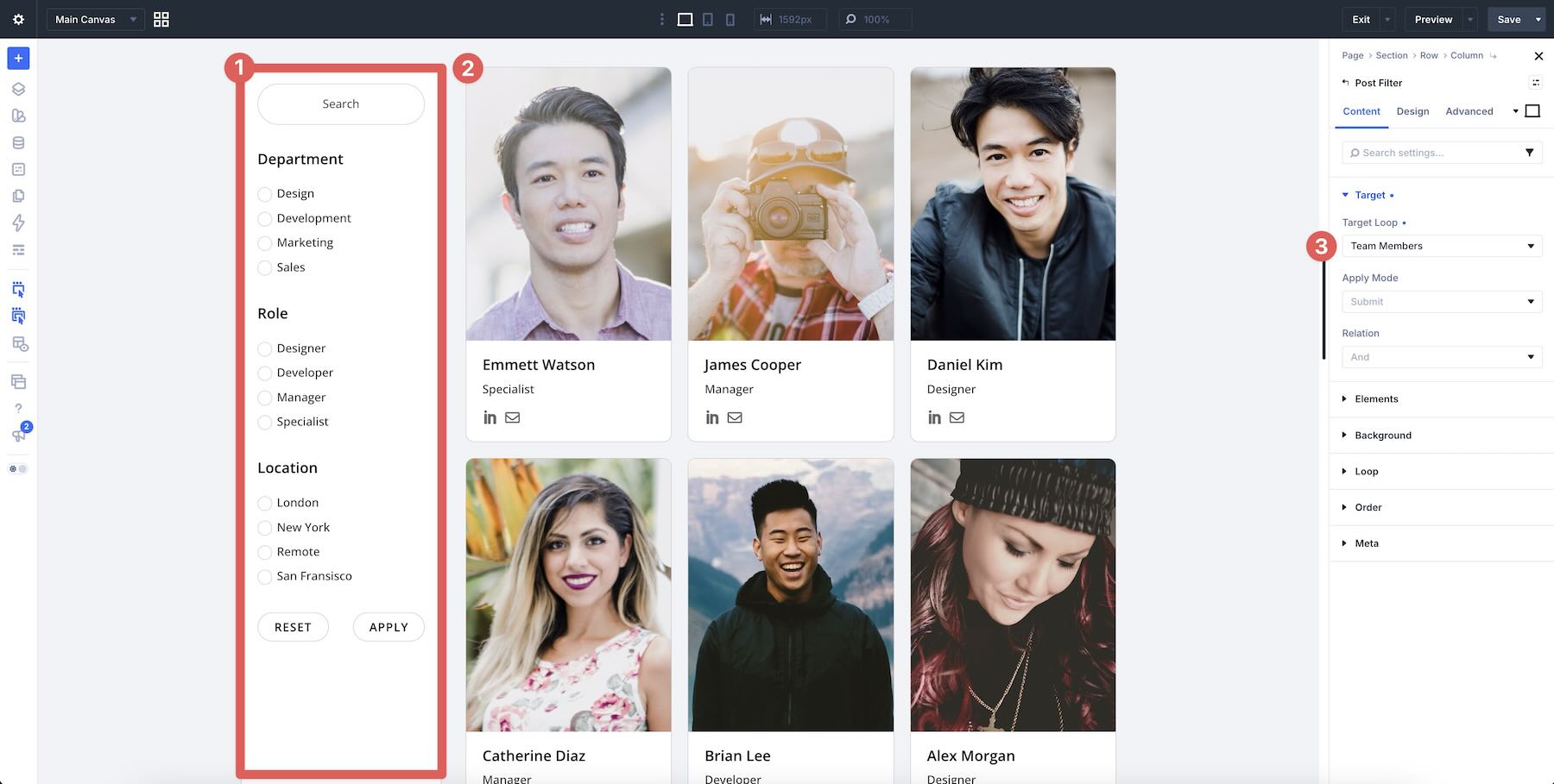 Selecting a Target Loop in the Divi 5 Post Filter Module