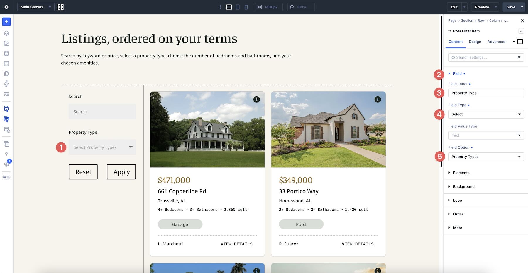 map property type select field