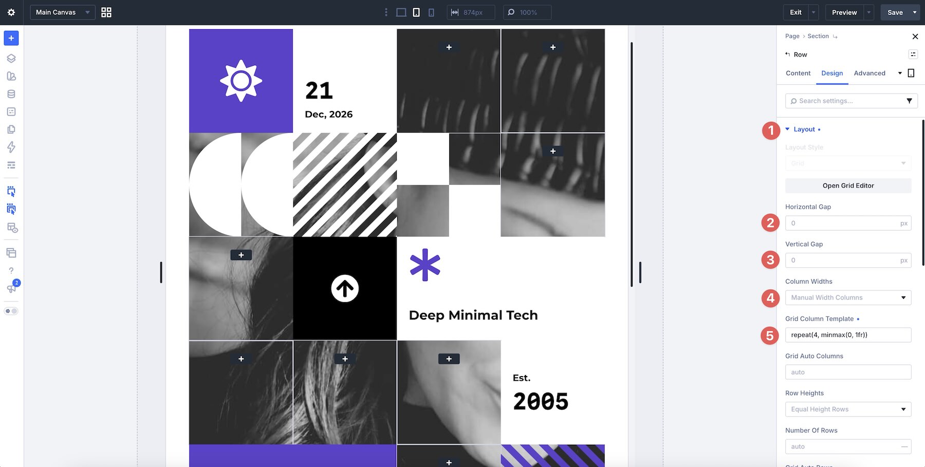 observe CSS grid settings