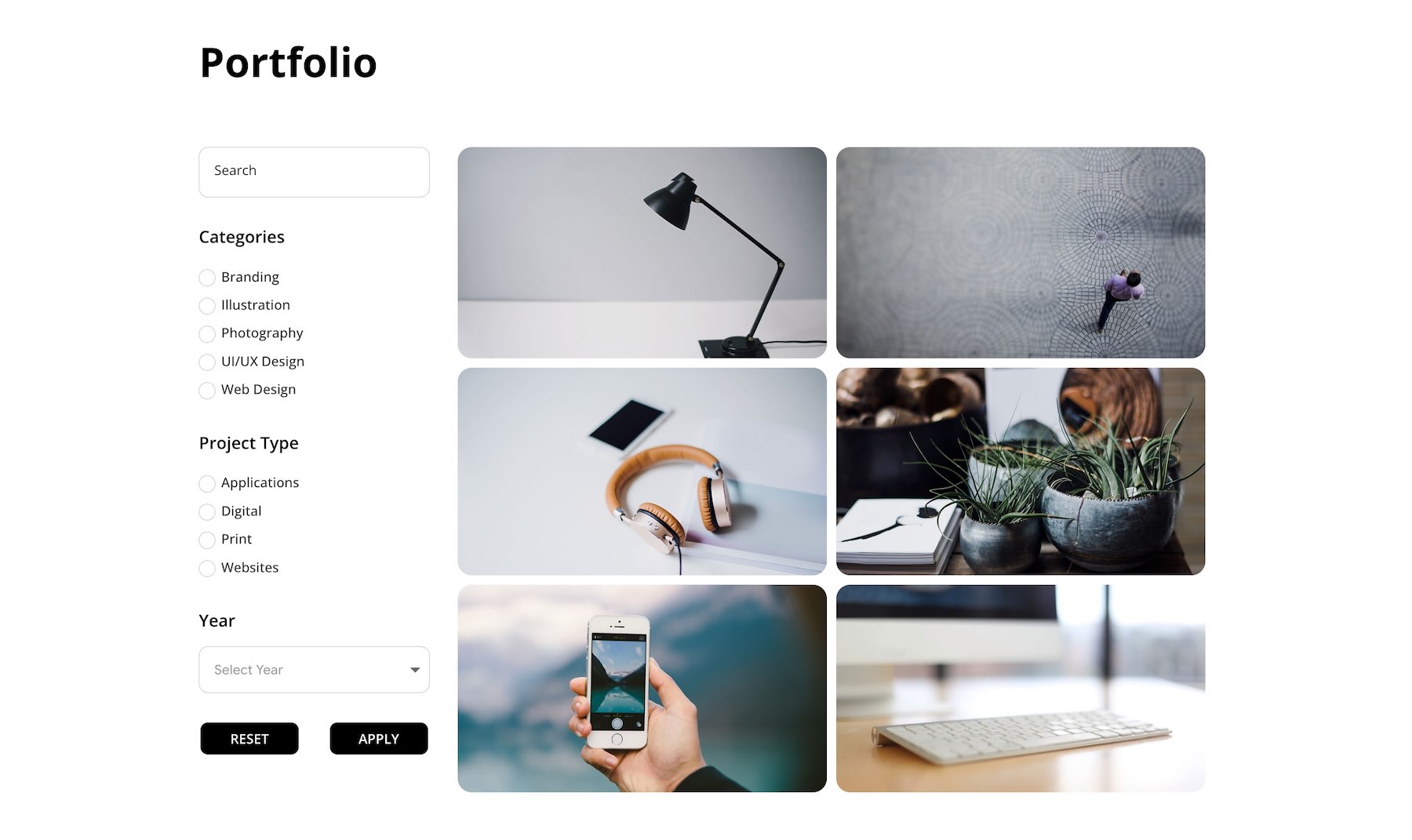 Portfolio project Loop Filter example in Divi 5