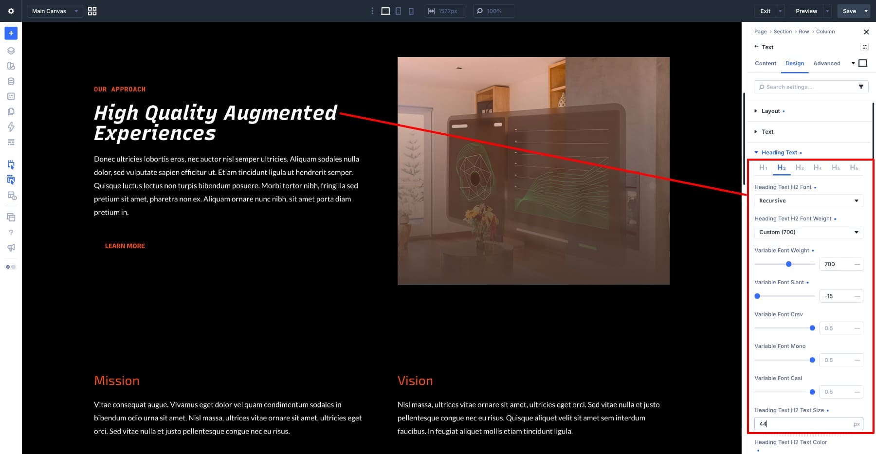 Recursive slanted section heading in Divi 5