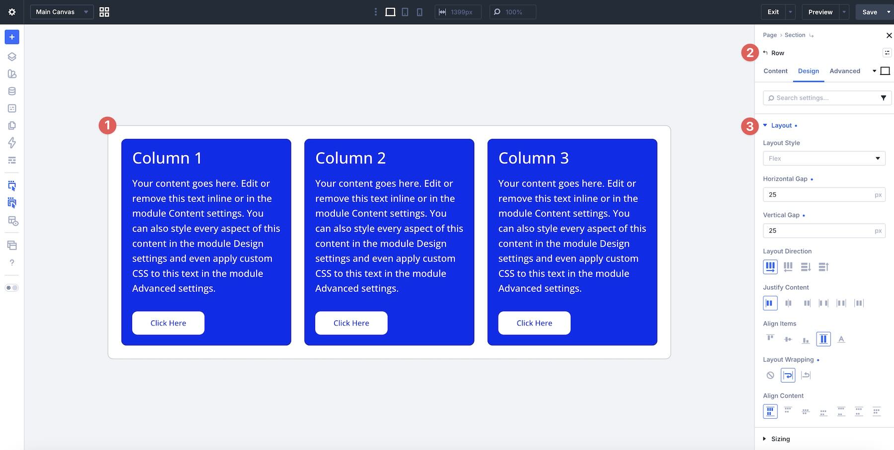 Row Flex settings in Divi 5
