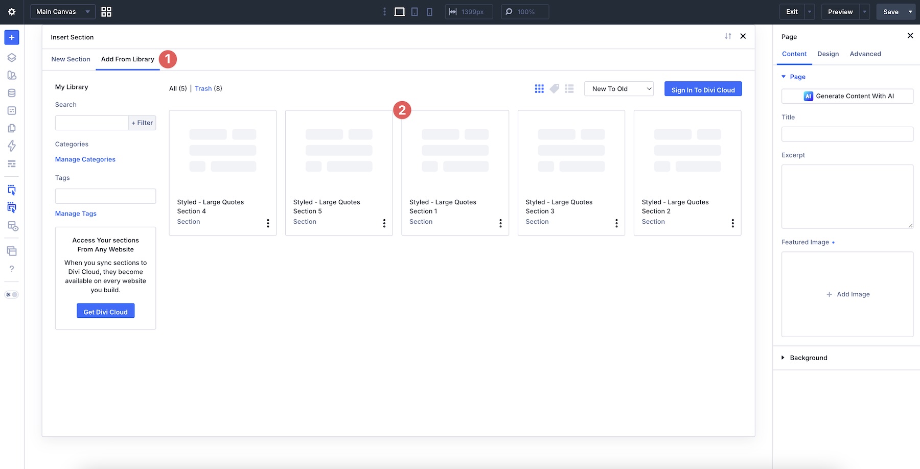upload a layout from the Divi Library