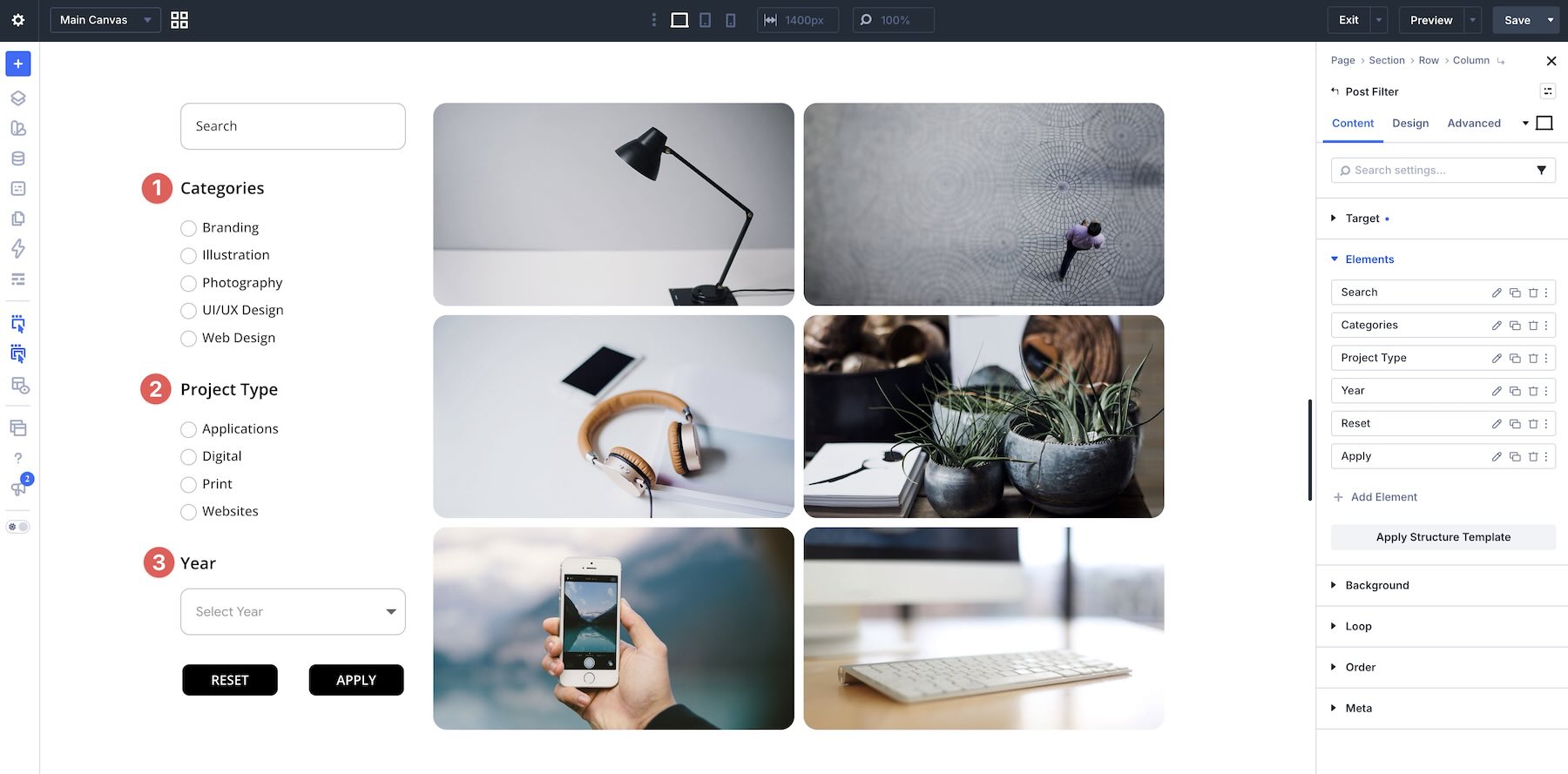 Using a focused set of Loop Filter fields in Divi 5