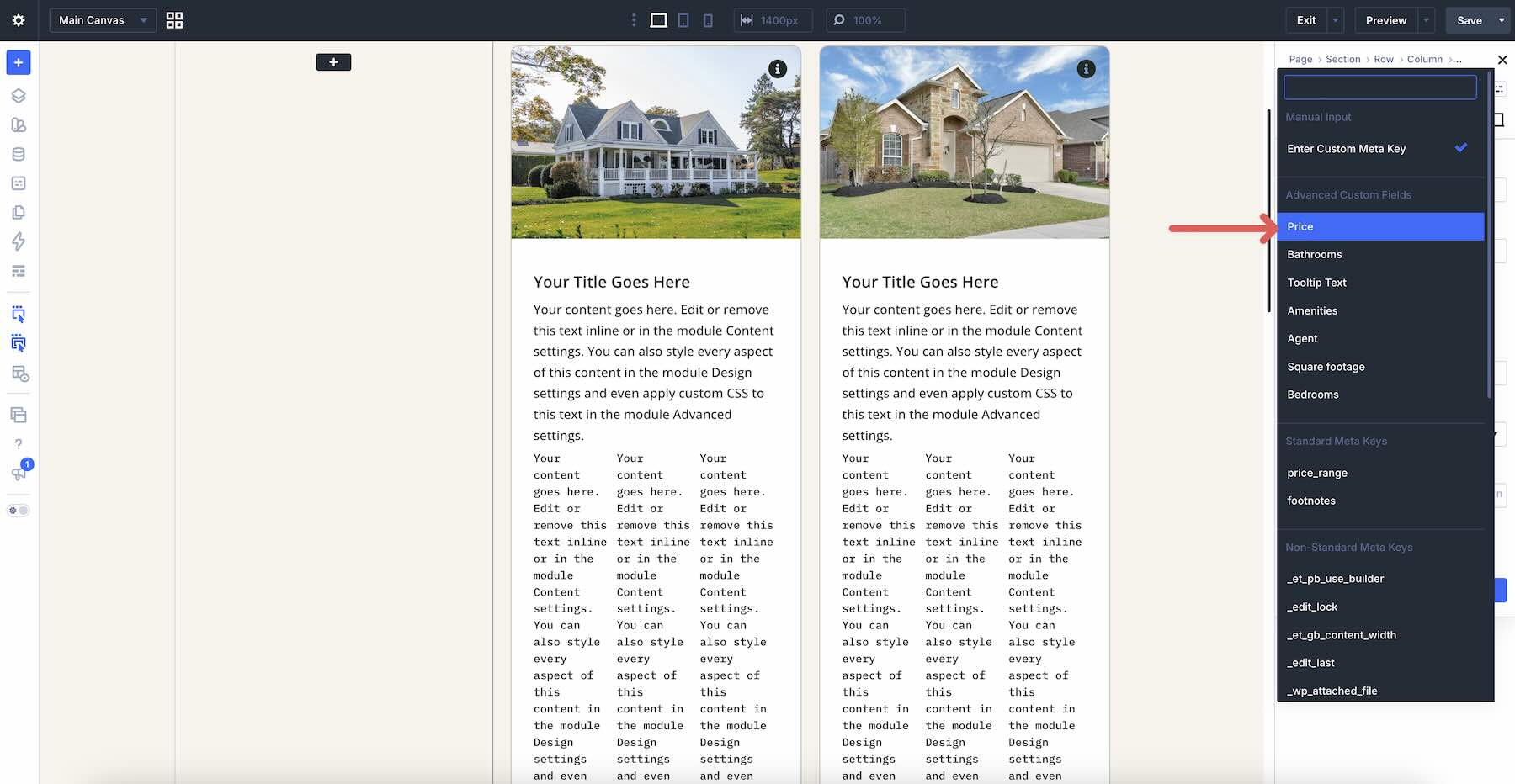using a custom field in Divi 5