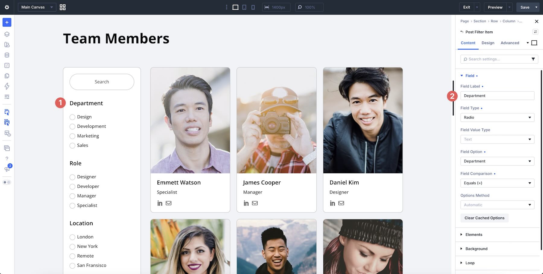 Using clear labels in Divi 5 Loop Filter forms