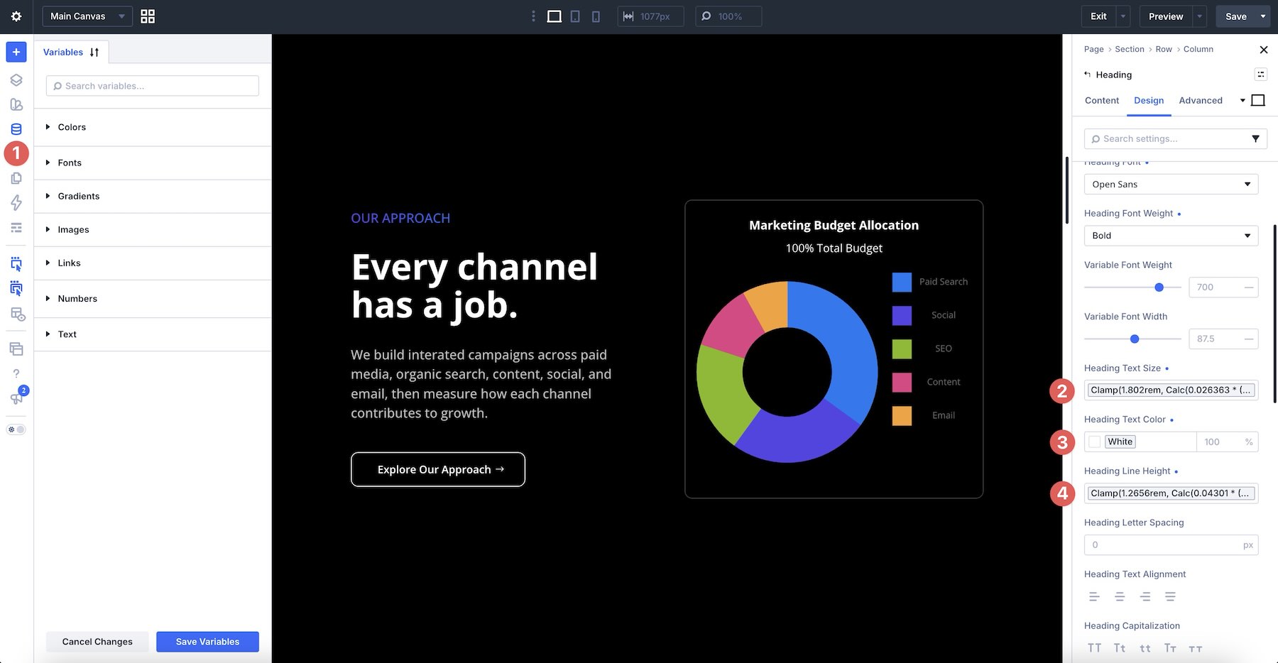 Use Design Variables and Presets with the Charts Module
