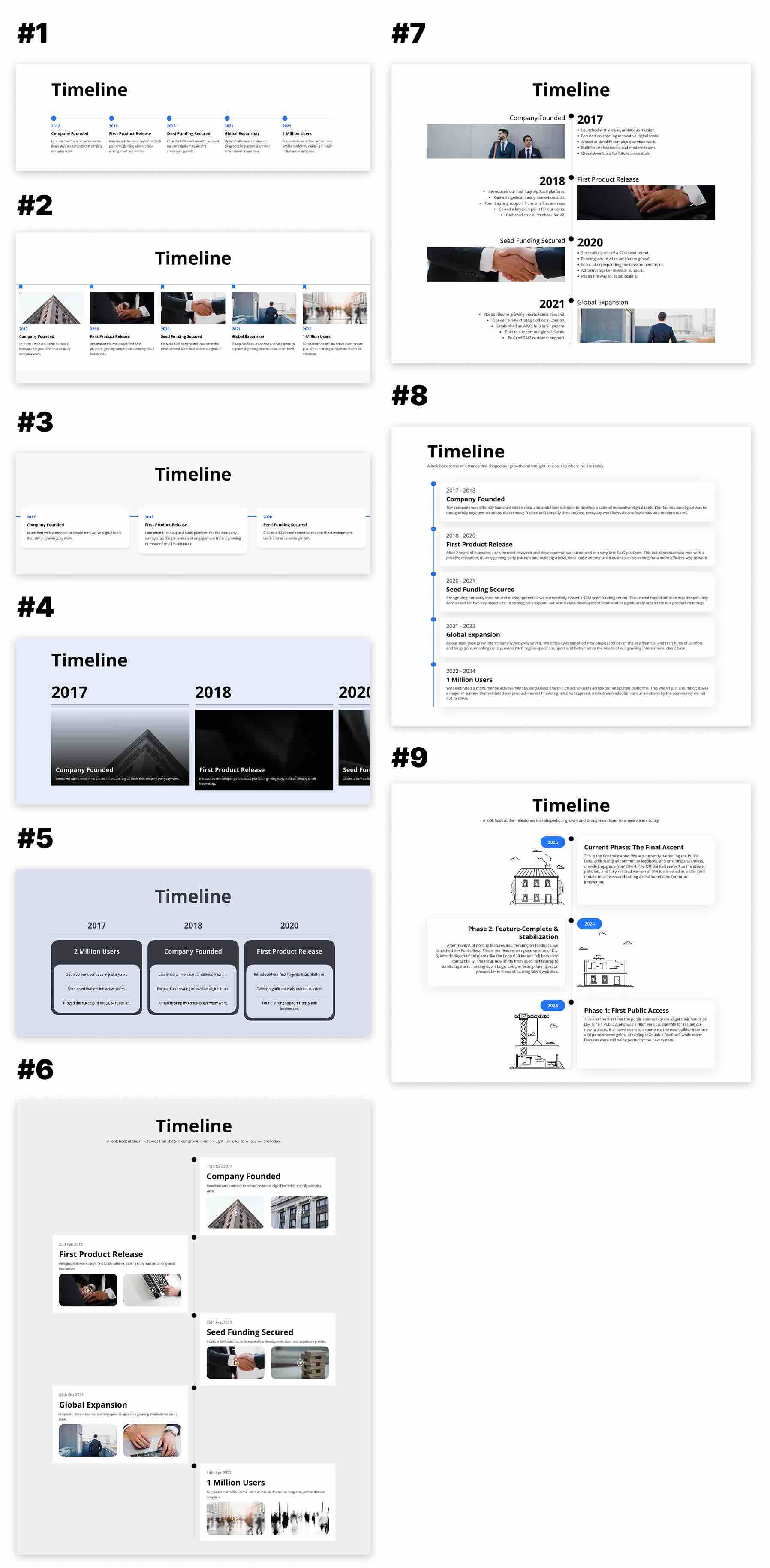 9 Timeline Module Layouts For Divi 5