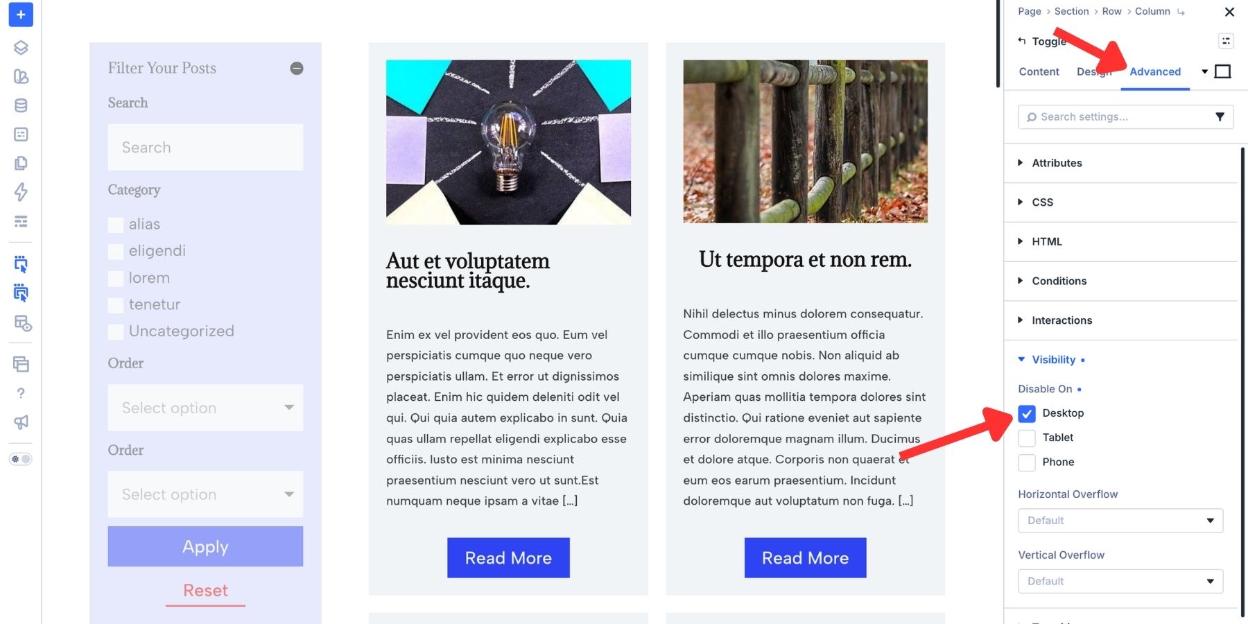 Hiding the toggle for desktops in Divi 5