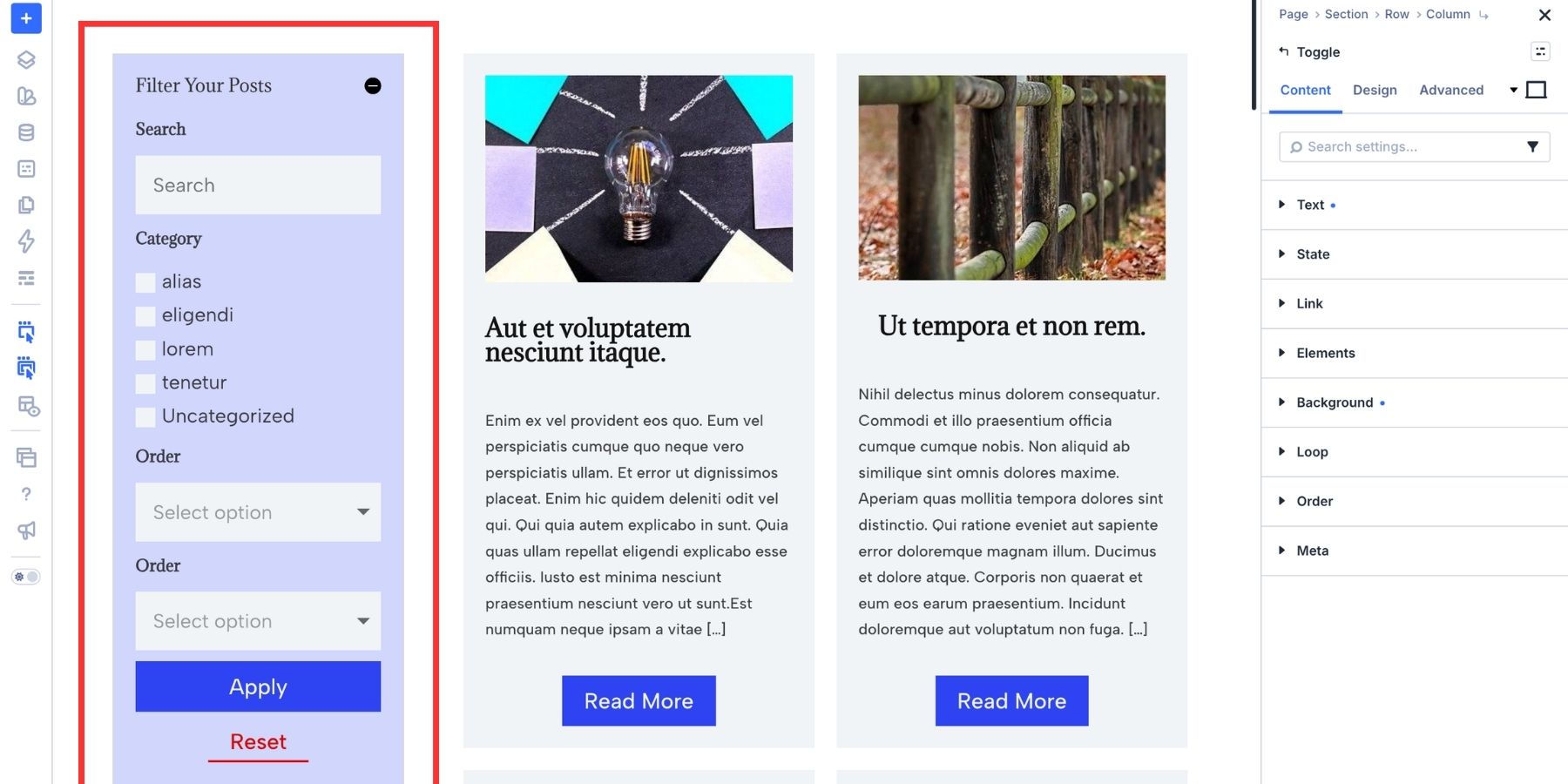 Putting the filters in a toggle in Divi 5