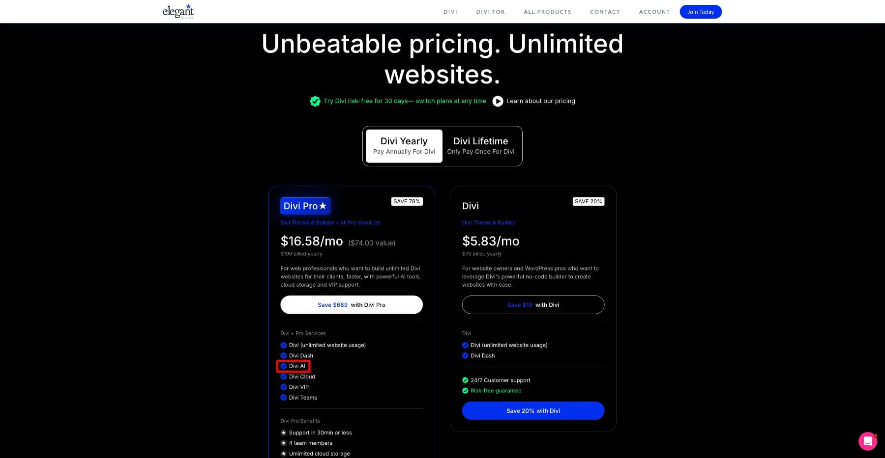 Divi Pro includes Divi AI